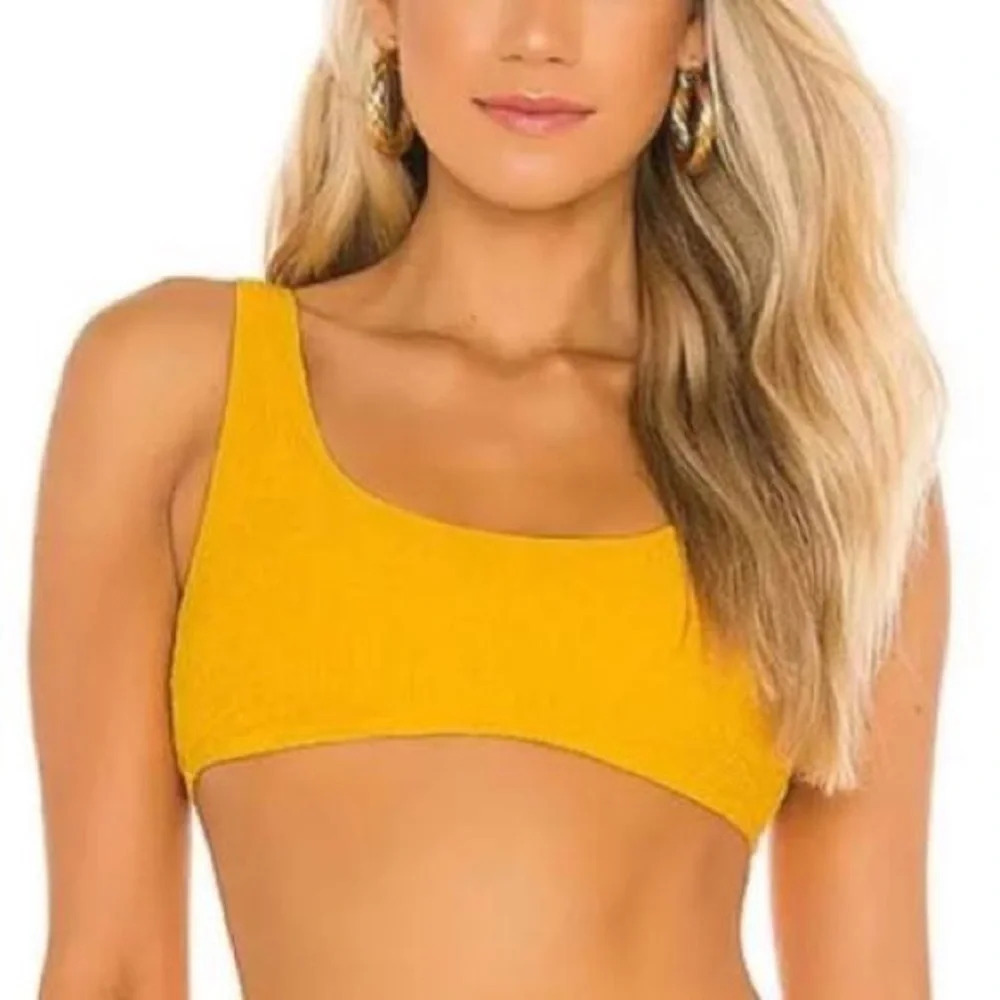 L Space Izzy Smocked Elastic Swim Top in Marigold - NWOT - Size Small